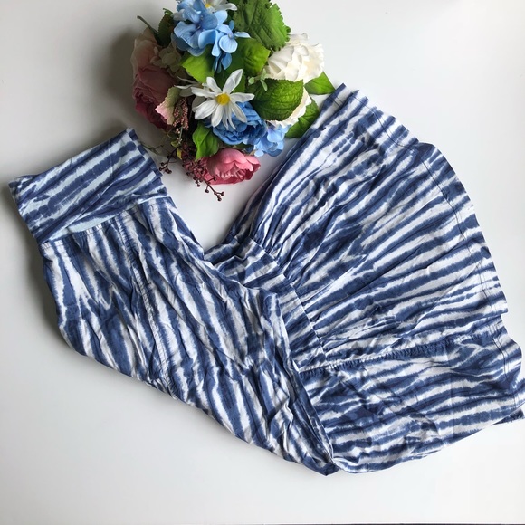 Contrast Pants - Palazzo pants, M, tie dye blue white